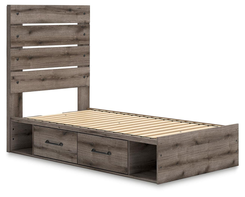 Graystorm Brown Gray Twin Panel Bed with Storage - PCB2405B19
