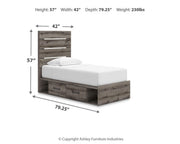 Graystorm Brown Gray Twin Panel Bed with Storage - PCB2405B19