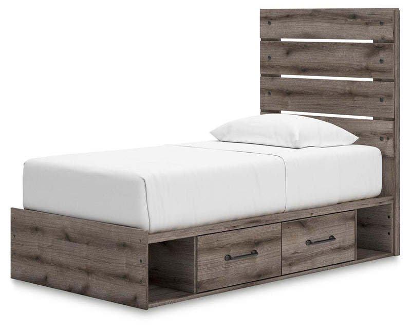 Graystorm Brown Gray Twin Panel Bed with Storage - PCB2405B19