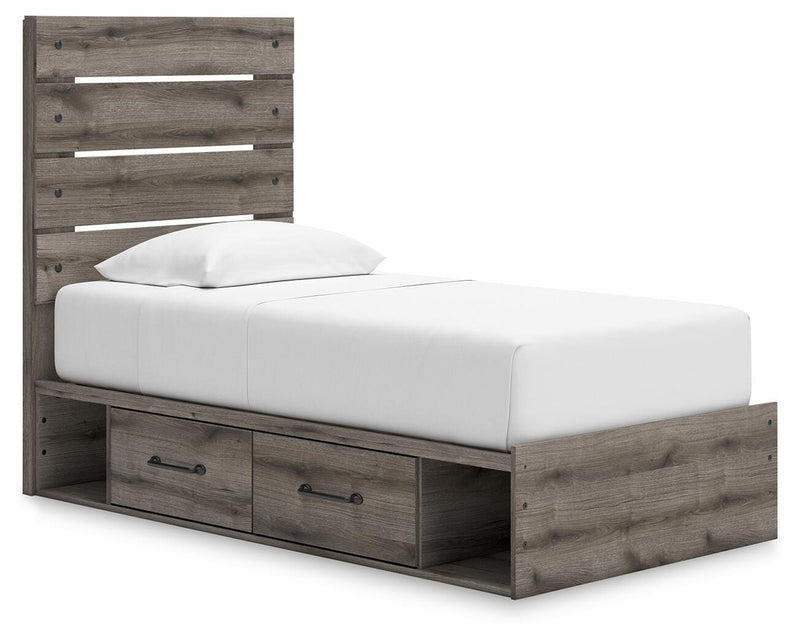 Graystorm Brown Gray Twin Panel Storage Bed - PCB2405B18