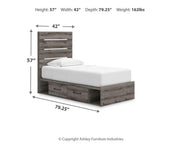 Graystorm Brown Gray Twin Panel Storage Bed - PCB2405B18