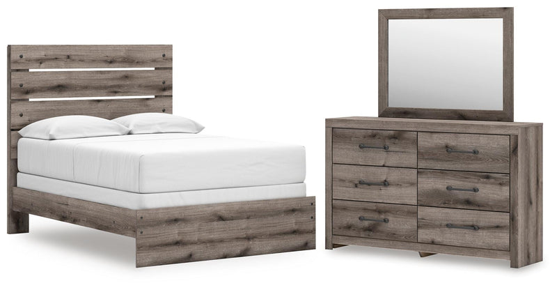 Graystorm Full Panel Bed, Dresser and Mirror in Brown Gray - PKG021340