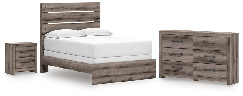 Graystorm Full Panel Bed, Dresser and Nightstand in Brown Gray - PKG021347
