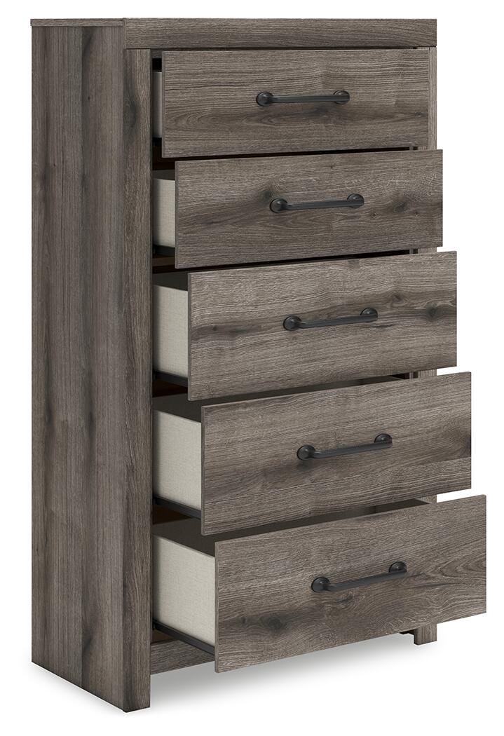Graystorm Full Panel Bed, Dresser, Mirror and Chest in Brown Gray - PKG021344