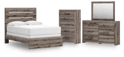 Graystorm Full Panel Bed, Dresser, Mirror and Chest in Brown Gray - PKG021344