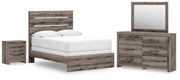 Graystorm Full Panel Bed, Dresser, Mirror and Nightstand in Brown Gray - PKG021343
