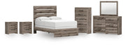 Graystorm Full Panel Bed, Dresser, Mirror, Chest and 2 Nightstands in Brown Gray - PKG021342