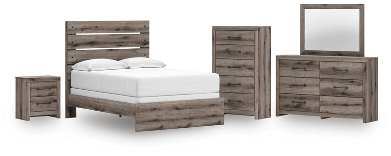 Graystorm Full Panel Bed, Dresser, Mirror, Chest and Nightstand in Brown Gray - PKG021345