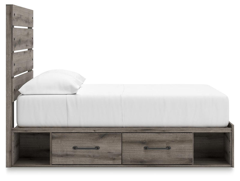 Graystorm Full Panel Bed with Storage and Dresser in Brown Gray - PKG021393