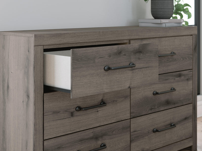 Graystorm Full Panel Bed with Storage and Dresser in Brown Gray - PKG021393