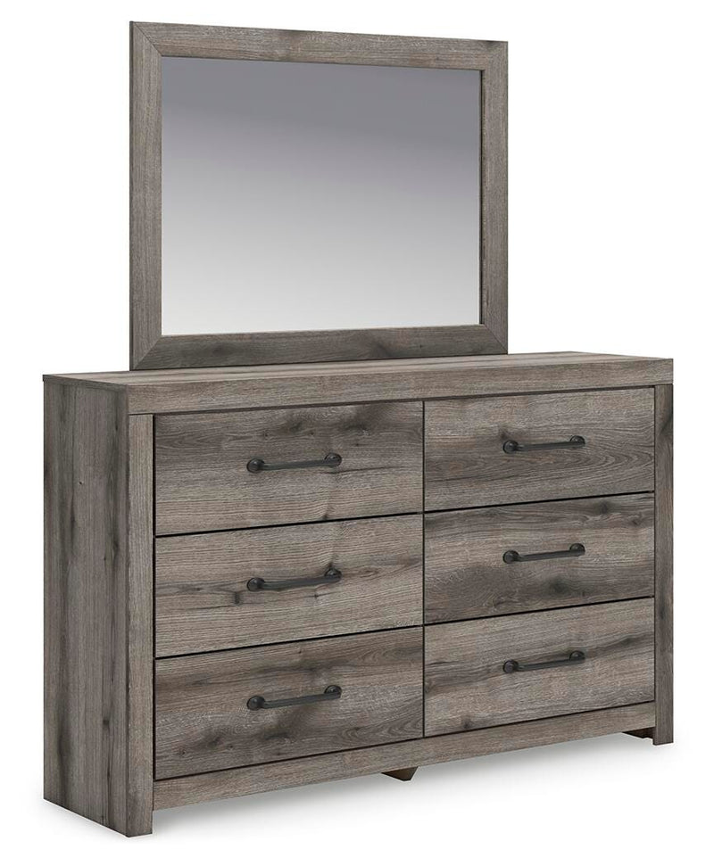 Graystorm Full Panel Bed with Storage, Dresser and Mirror in Brown Gray - PKG021387