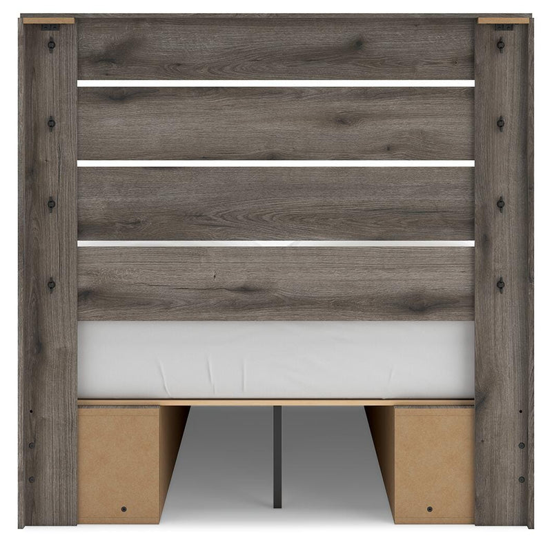 Graystorm Full Panel Bed with Storage, Dresser, Mirror and Chest in Brown Gray - PKG021391