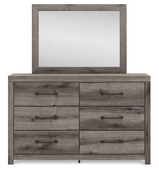 Graystorm Full Panel Bed with Storage, Dresser, Mirror, Chest and 2 Nightstands in Brown Gray - PKG021389