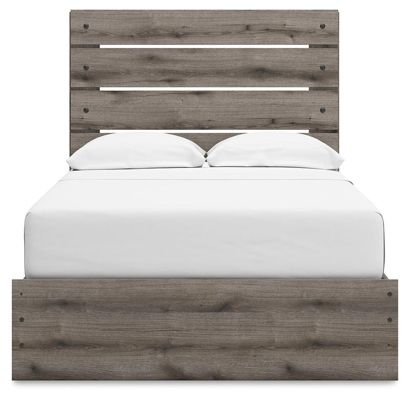 Graystorm Full Panel Storage Bed, Dresser and Mirror in Brown Gray - PKG021371