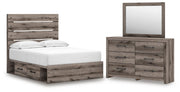 Graystorm Full Panel Storage Bed, Dresser and Mirror in Brown Gray - PKG021371