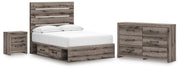 Graystorm Full Panel Storage Bed, Dresser and Nightstand in Brown Gray - PKG021378