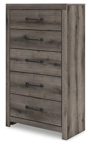 Graystorm Full Panel Storage Bed, Dresser, Mirror and Chest in Brown Gray - PKG021375