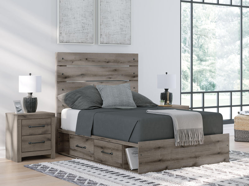 Graystorm Full Panel Storage Bed, Dresser, Mirror and Chest in Brown Gray - PKG021375