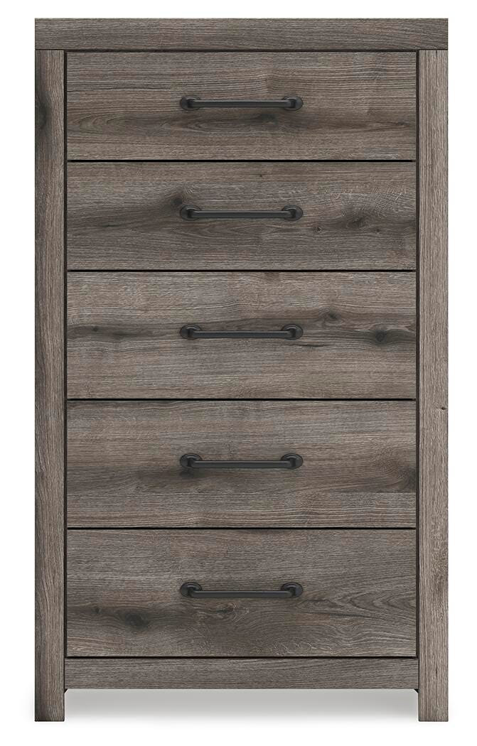 Graystorm Full Panel Storage Bed, Dresser, Mirror and Chest in Brown Gray - PKG021375