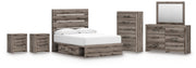 Graystorm Full Panel Storage Bed, Dresser, Mirror, Chest and 2 Nightstands in Brown Gray - PKG021373