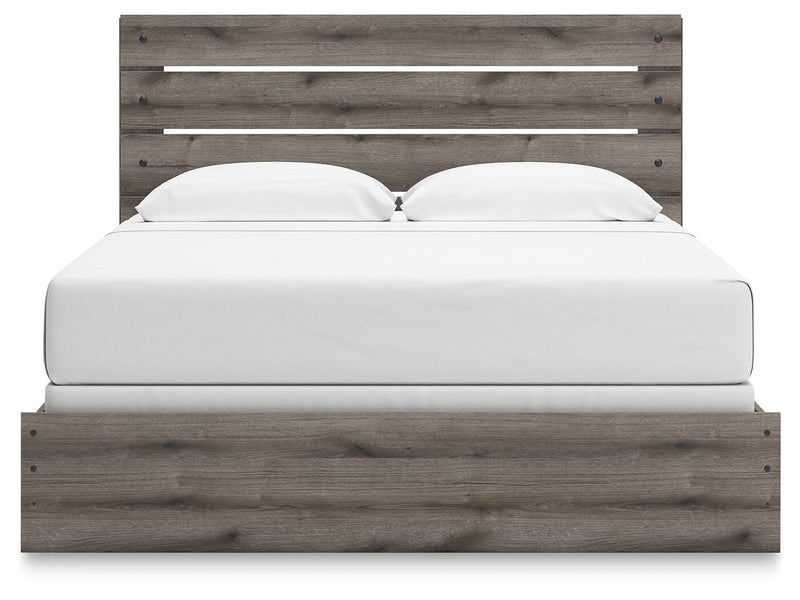 Graystorm King Panel Bed, Dresser and Mirror in Brown Gray - PKG021355