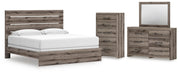 Graystorm King Panel Bed, Dresser, Mirror and Chest in Brown Gray - PKG021359