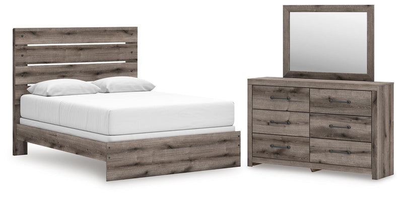 Graystorm Queen Panel Bed, Dresser and Mirror in Brown Gray - PKG021267