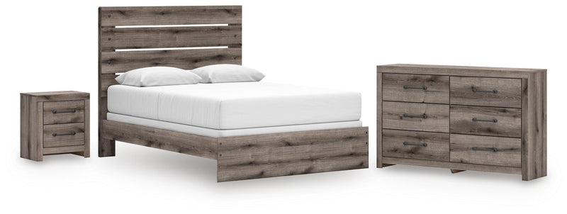 Graystorm Queen Panel Bed, Dresser and Nightstand in Brown Gray - PKG021354