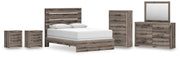 Graystorm Queen Panel Bed, Dresser, Mirror, Chest and 2 Nightstands in Brown Gray - PKG021349