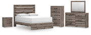 Graystorm Queen Panel Bed, Dresser, Mirror, Chest and Nightstand in Brown Gray - PKG021352