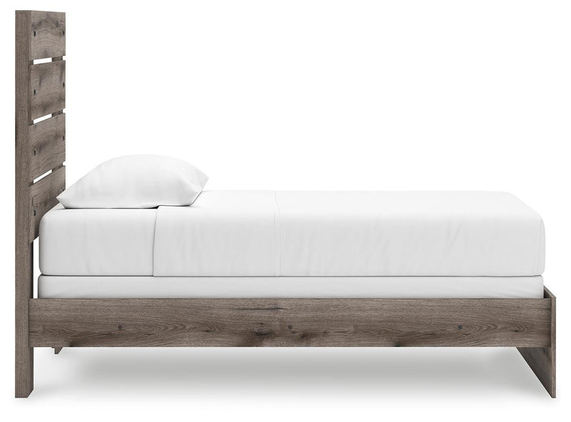 Graystorm Twin Panel Bed, Dresser, Mirror and Nightstand in Brown Gray - PKG021335