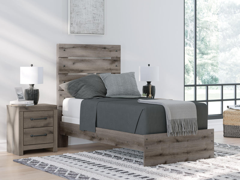 Graystorm Twin Panel Bed, Dresser, Mirror, Chest and Nightstand in Brown Gray - PKG021337