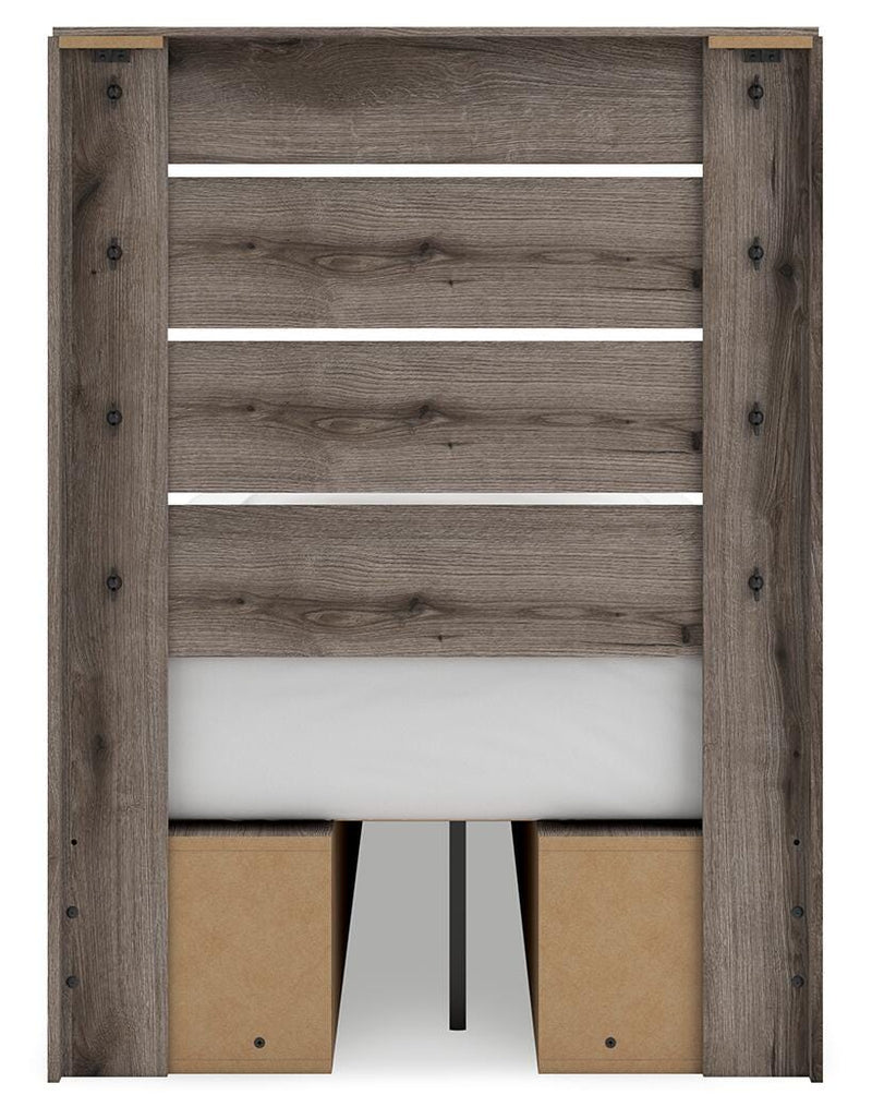 Graystorm Twin Panel Bed with Storage and Dresser in Brown Gray - PKG021385