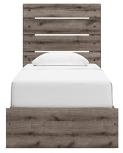 Graystorm Twin Panel Bed with Storage, Dresser, Mirror and 2 Nightstands in Brown Gray - PKG021380