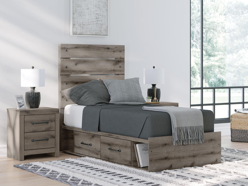 Graystorm Twin Panel Storage Bed and Dresser in Brown Gray - PKG021369