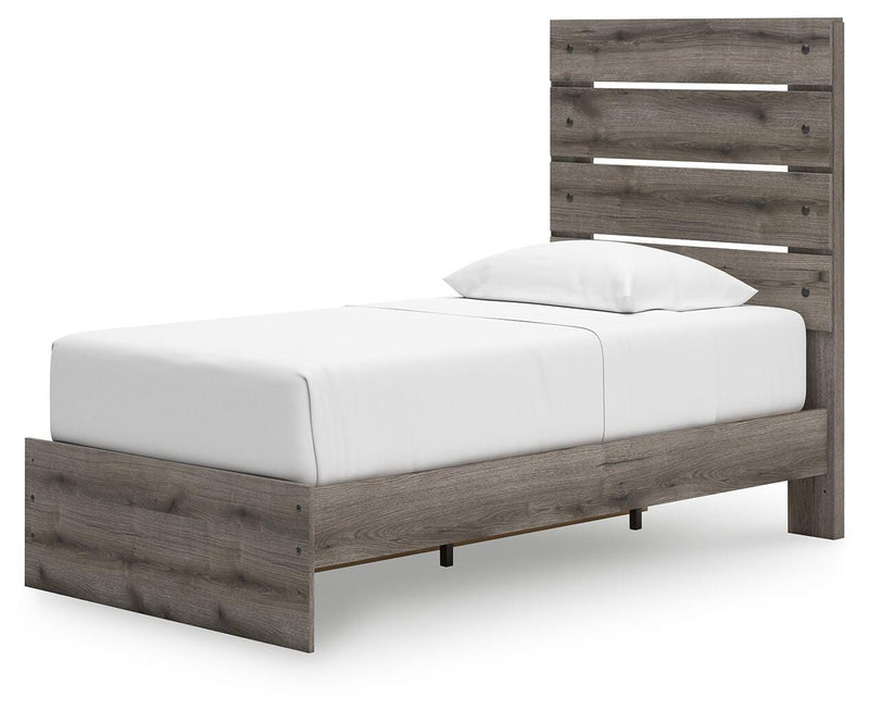 Graystorm Twin Panel Storage Bed, Dresser, Mirror and Chest in Brown Gray - PKG021367