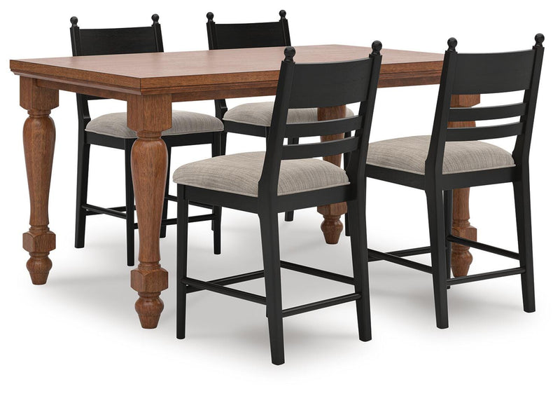 Greddinton Counter Height Dining Table and 4 Barstools in Brown - PKG024623