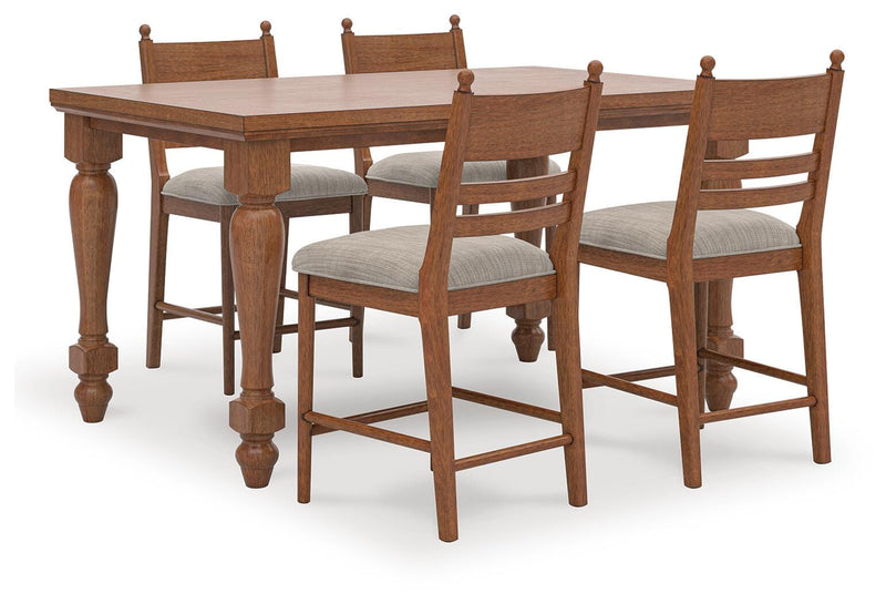 Greddinton Counter Height Dining Table and 4 Barstools in Brown - PKG024628
