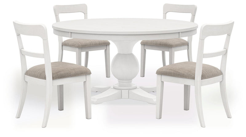 Greddinton Dining Table and 4 Chairs in White - PKG024651