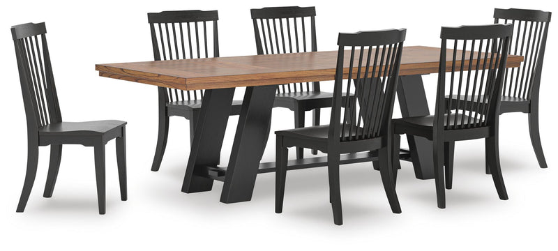 Greddinton Dining Table and 6 Chairs in Brown/Black - PKG024658