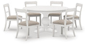 Greddinton Dining Table and 6 Chairs in White - PKG024652