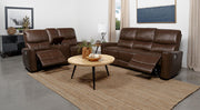 Greenfield 2-piece Power Reclining Sofa Set Saddle Brown - 610264P-S2