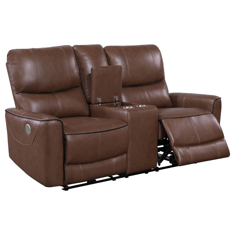 Greenfield 2-piece Power Reclining Sofa Set Saddle Brown - 610264P-S2