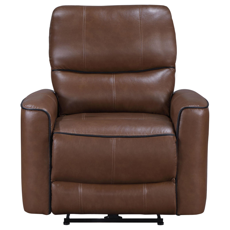 Greenfield Upholstered Power Recliner Chair Saddle Brown - 610266P