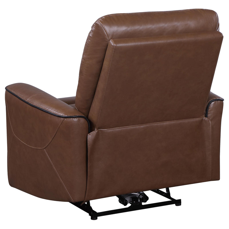 Greenfield Upholstered Power Recliner Chair Saddle Brown - 610266P