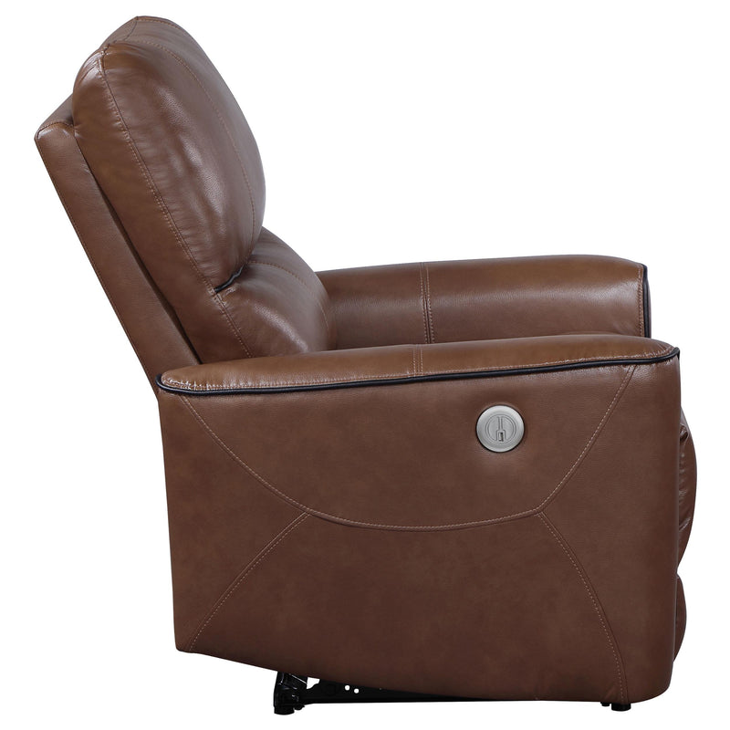 Greenfield Upholstered Power Recliner Chair Saddle Brown - 610266P