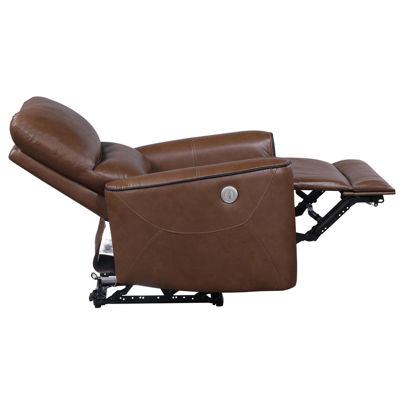 Greenfield Upholstered Power Recliner Chair Saddle Brown - 610266P