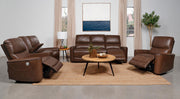 Greenfield Upholstered Power Reclining Loveseat Saddle Brown - 610265P