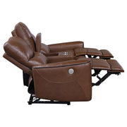 Greenfield Upholstered Power Reclining Loveseat Saddle Brown - 610265P