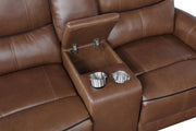 Greenfield Upholstered Power Reclining Loveseat Saddle Brown - 610265P